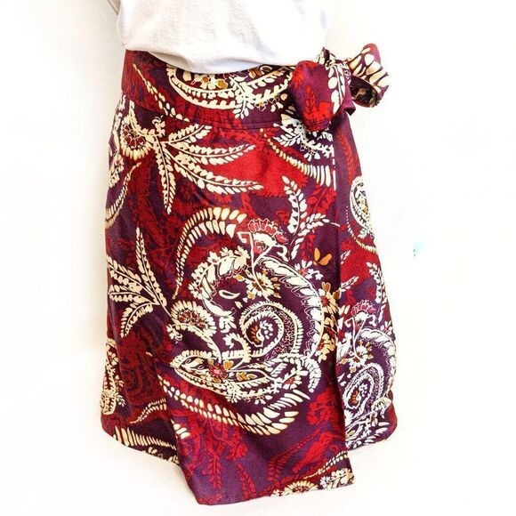 Talbots Silk Batik Print Full Wrap Sarong Skirt Sz 10P - Picture 3 of 12